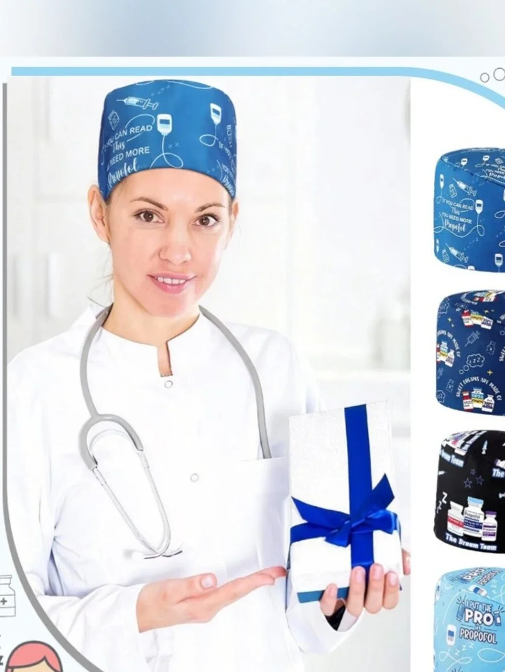 4 Pk Surgical Scrub Caps